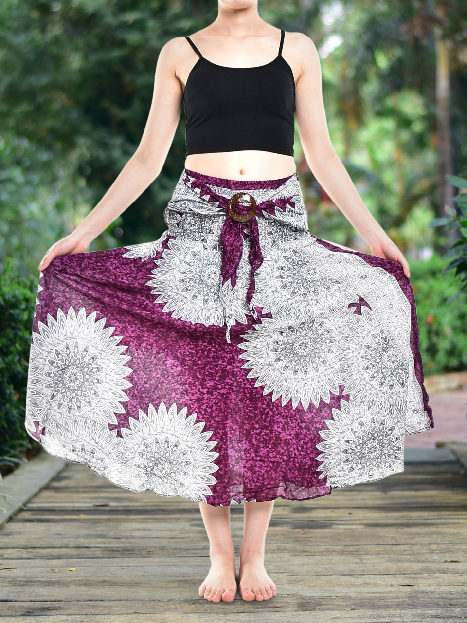 Main Bohotusk Purple Snowflake Long Skirt With Coconut Buckle (& Strapless image